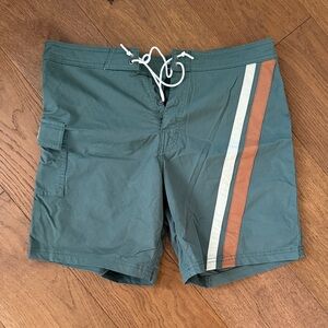 Katin Men's Green Board Shorts with Stripes